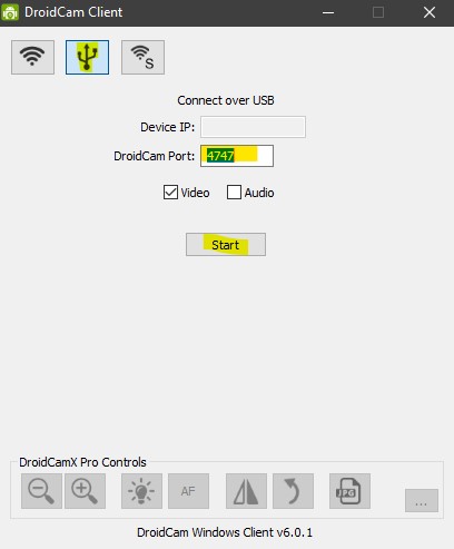 DroidCam client