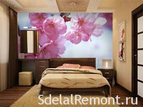 Wallpapers flowers on the wallnterior of the bedroom Фотообои цветы на стену фото, фотообои цветов в интерьере спальной комнаты