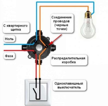 Схема подключения выключателя света Схема монтажа