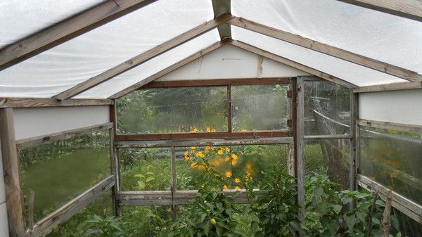 Парник из рам с кровлей из полиэтилена